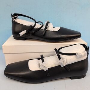 Quince Italian Leather Strappy Women's Ballet Flats Shoes Size 10 Black